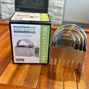 RSVP Stainless Steel Square Rippled Cutters Set of 4 NIB